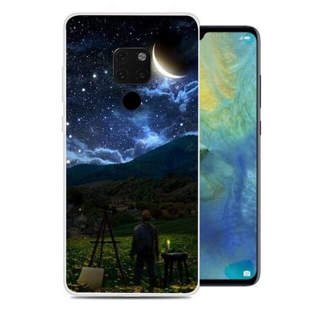 Funda Huawei Mate 20 Gel Dibujo Luna de alta calidad.