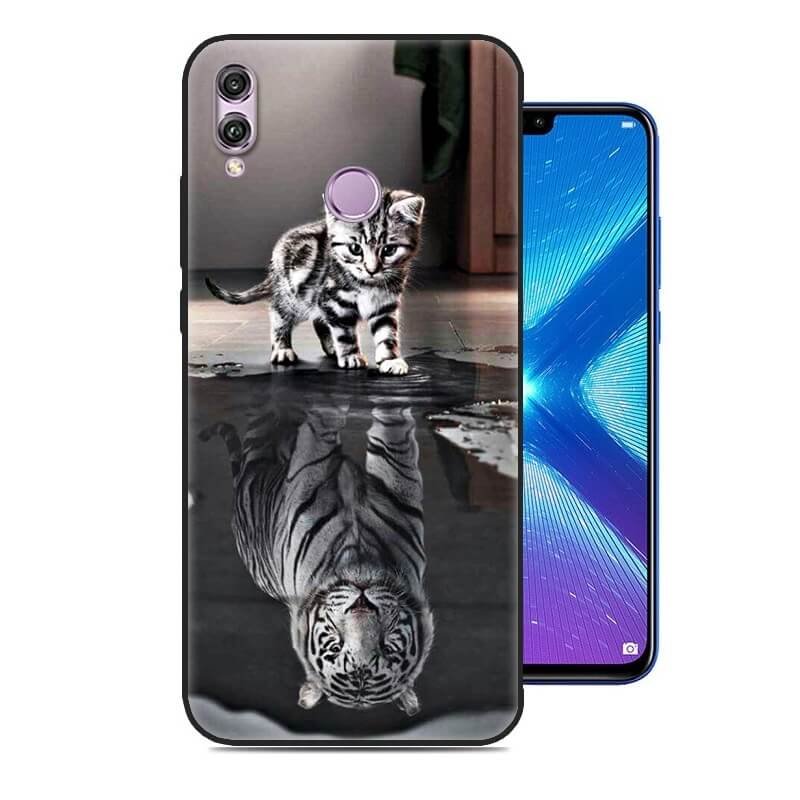 Funda Honor 8X Gel Dibujo Gato Espejo Indestructible de alta calidad.
