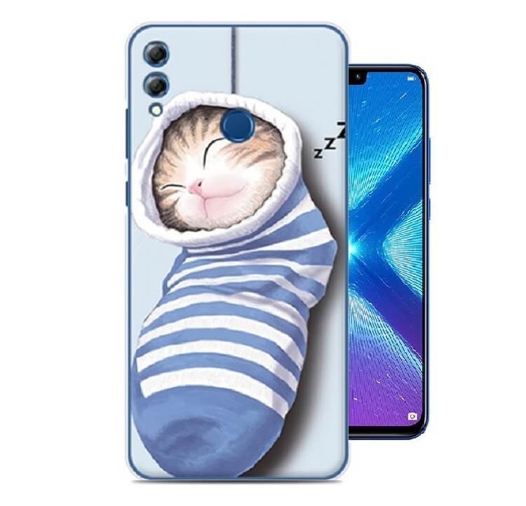 Funda Honor 8X Gel Dibujo Gatito Indestructible de alta calidad.