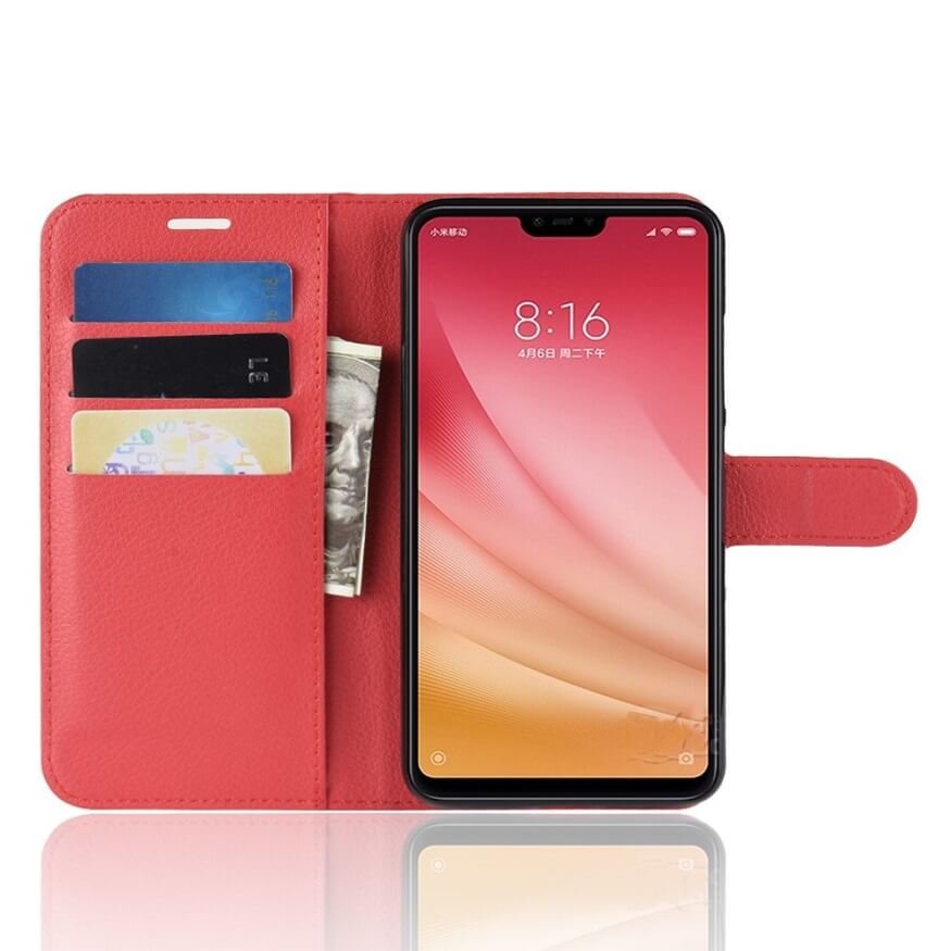Funda Libro Xiaomi MI 8 Lite Soporte Roja.