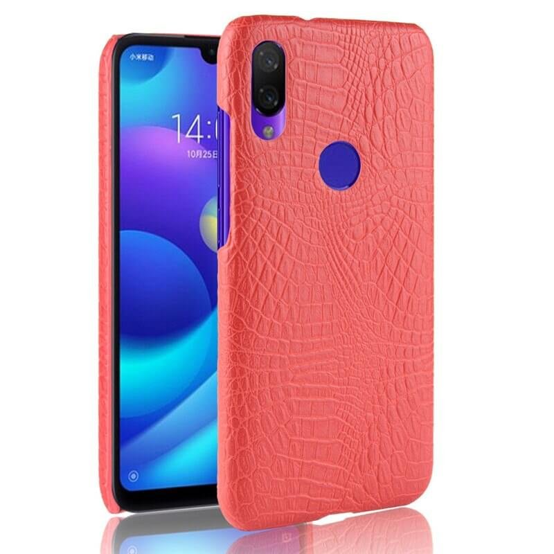 Carcasa Xiaomi Redmi Note 7 Cuero Estilo Croco Roja