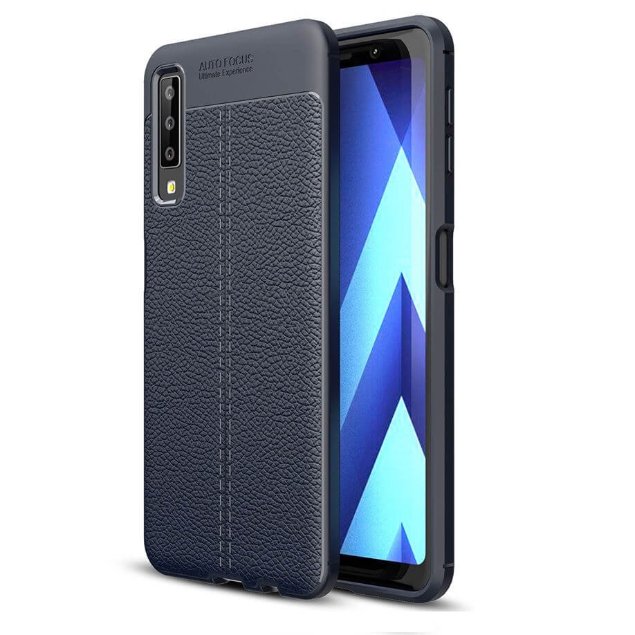Funda Samsung Galaxy A7 2018 Tpu Cuero 3D Azul