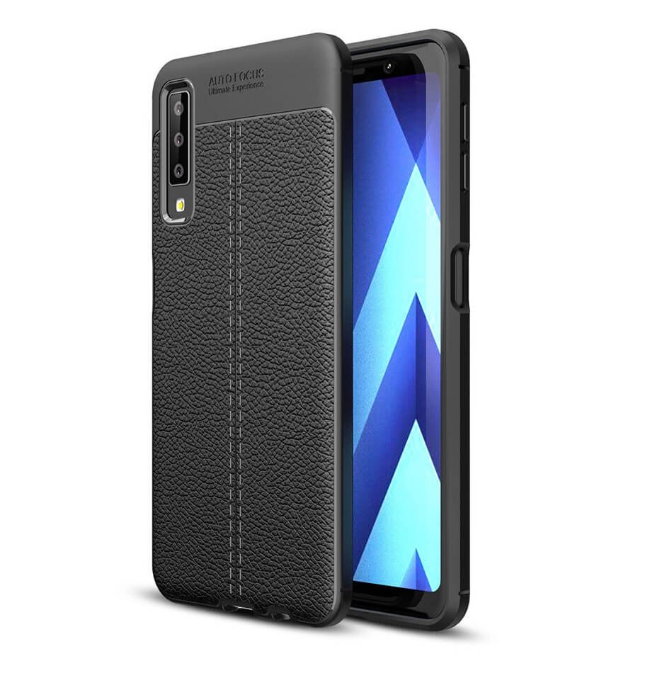 Funda Samsung Galaxy A7 2018 Tpu Cuero 3D Negra