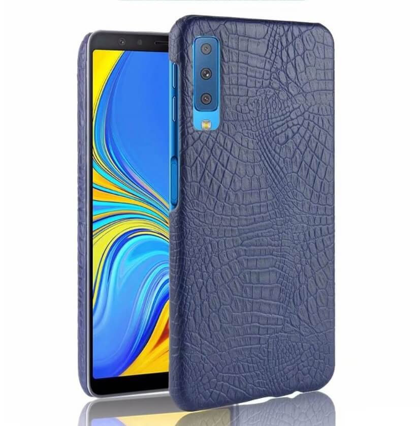 Funda carcasa cuero cocrodilo Azul Samsung Galaxy A7 2018