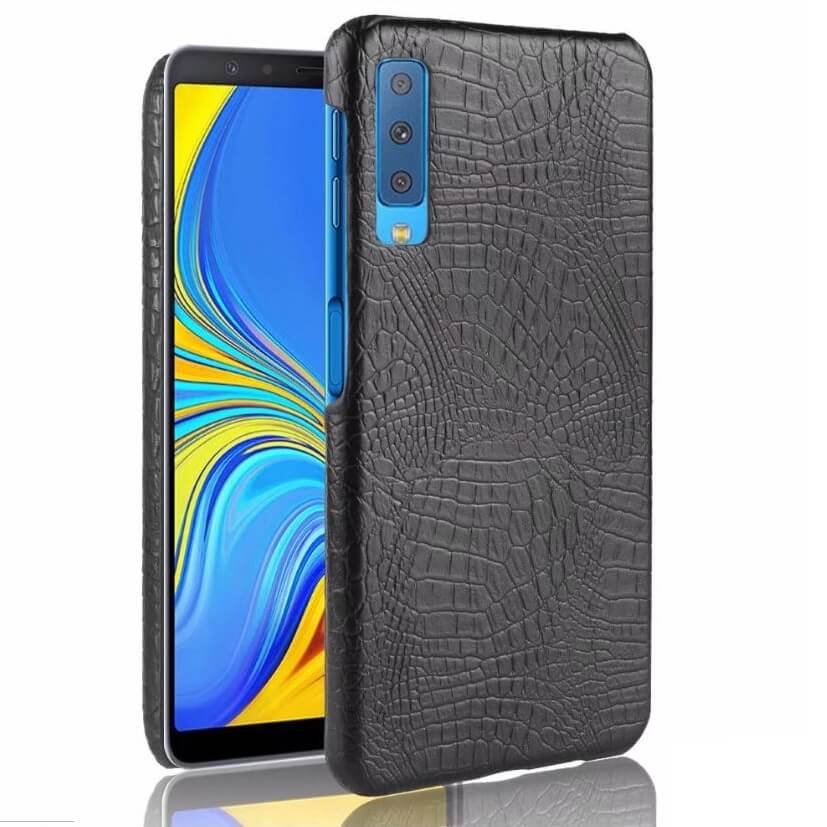 Funda carcasa cuero cocrodilo Negra Samsung Galaxy A7 2018
