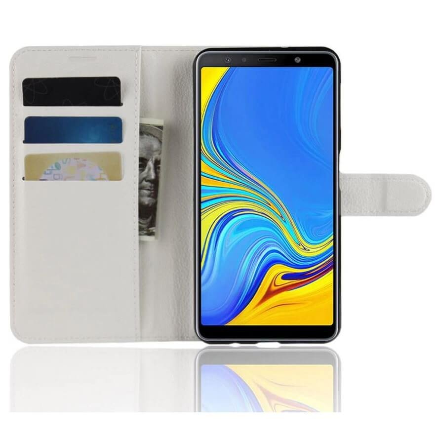 Funda Libro Samsung Galaxy A7 2018 Soporte Blanca.