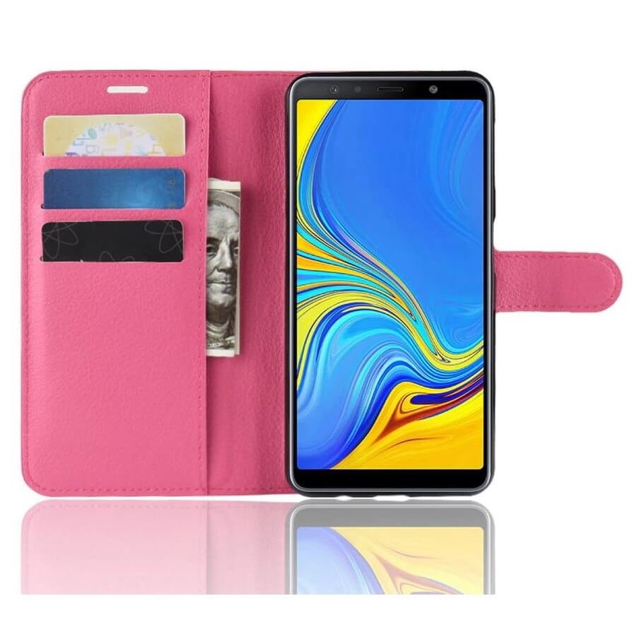 Funda Libro Samsung Galaxy A7 2018 Soporte Fucsia.