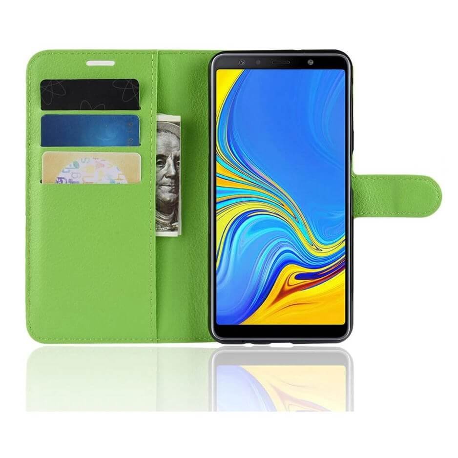 Funda Libro Samsung Galaxy A7 2018 Soporte Verde.