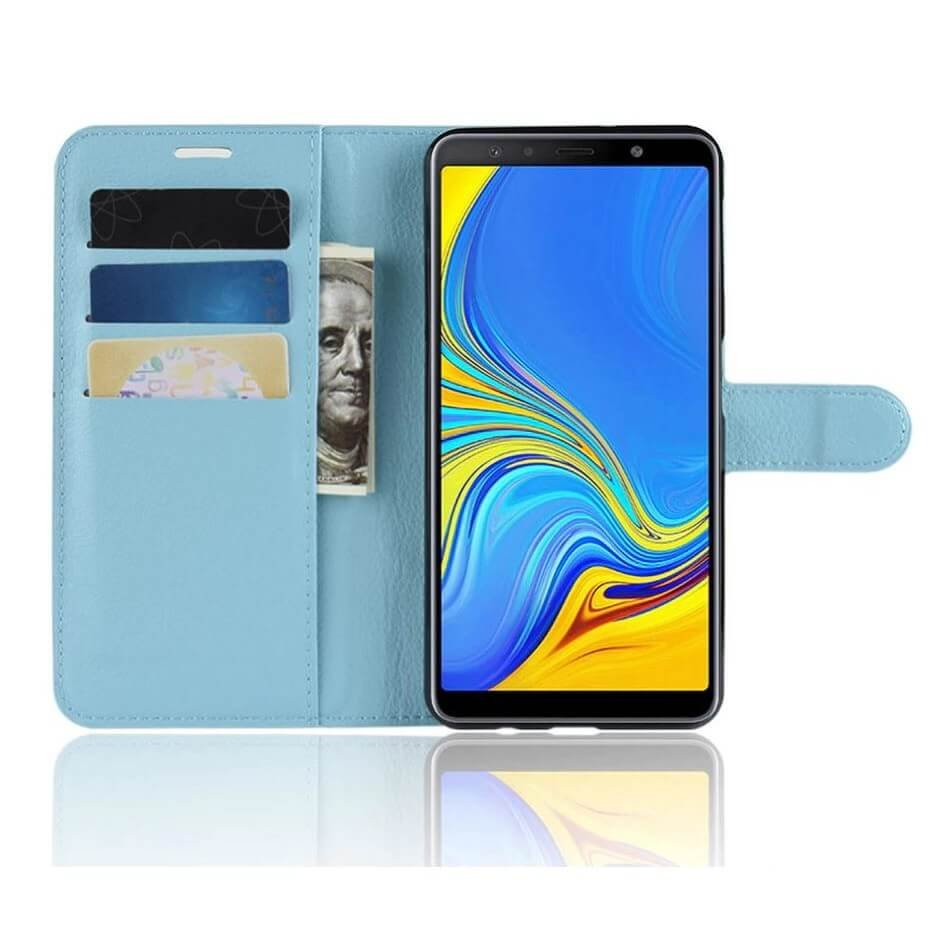 Funda Libro Samsung Galaxy A7 2018 Soporte Azul.