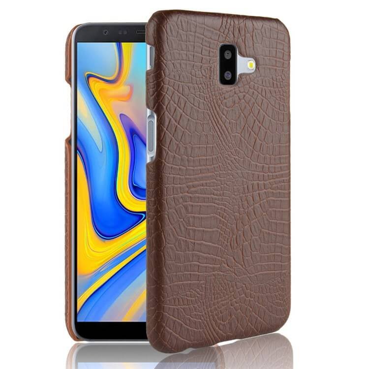 Carcasa Samsung Galaxy J6 Plus Cuero Estilo Croco Marron