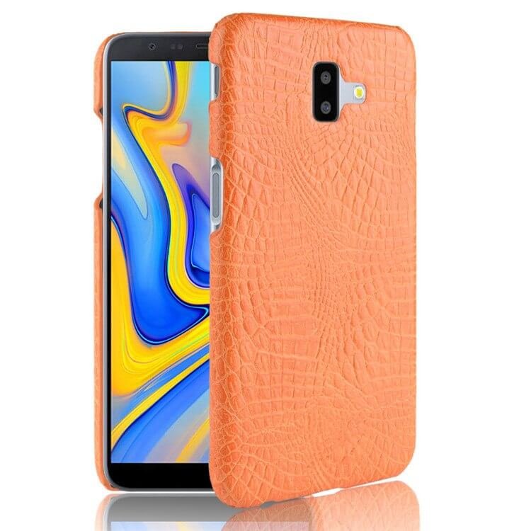 Carcasa Samsung Galaxy J6 Plus Cuero Estilo Croco Naranja