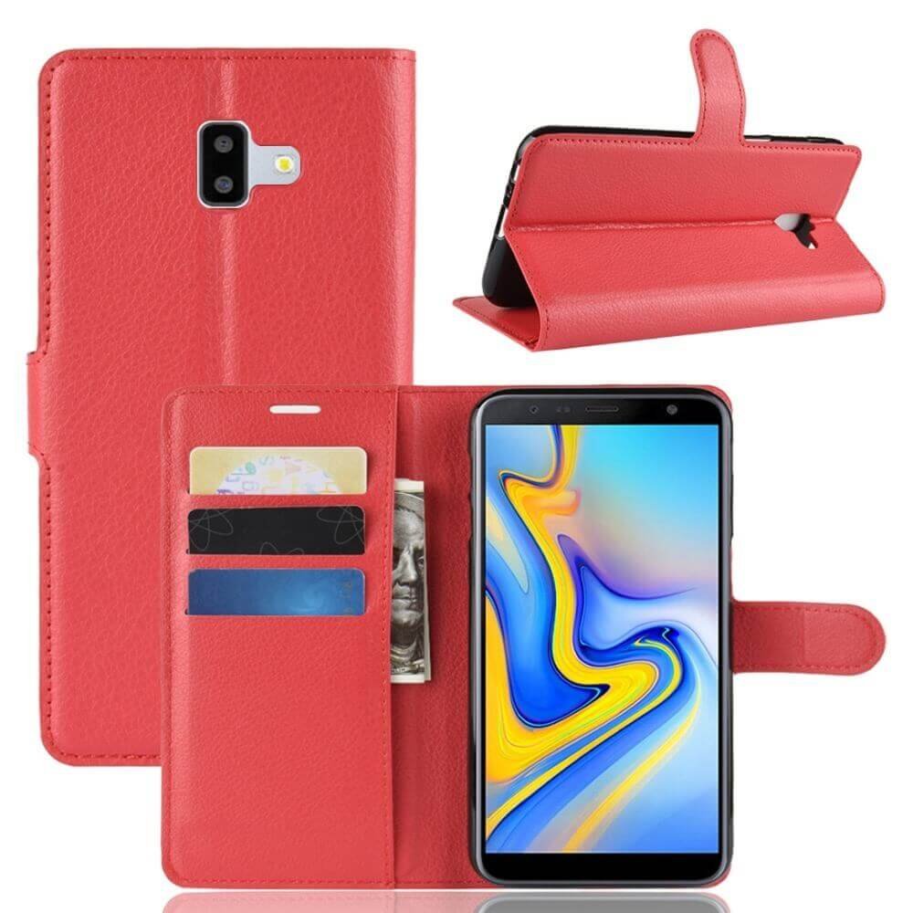 Funda Libro Samsung Galaxy J6 Plus cuero Soporte Rojo