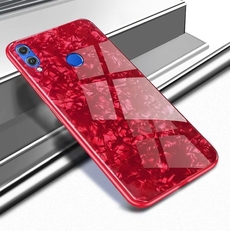 Funda Huawei P Smart 2019 Silicone con trasera Cristal Templado Roja