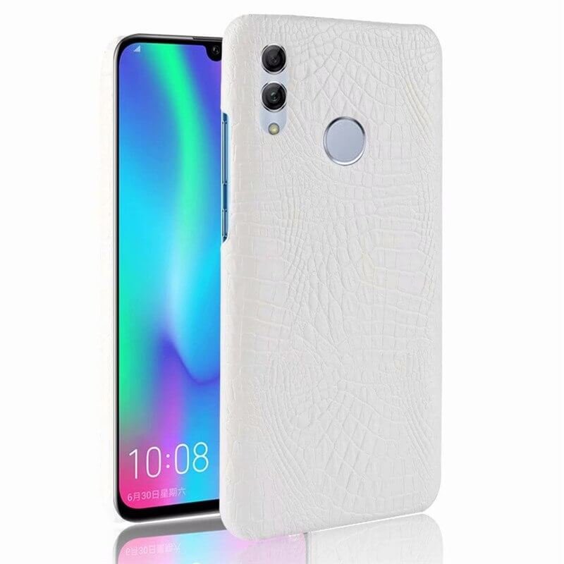 Carcasa Honor 10 Lite Cuero Estilo Croco Blanca