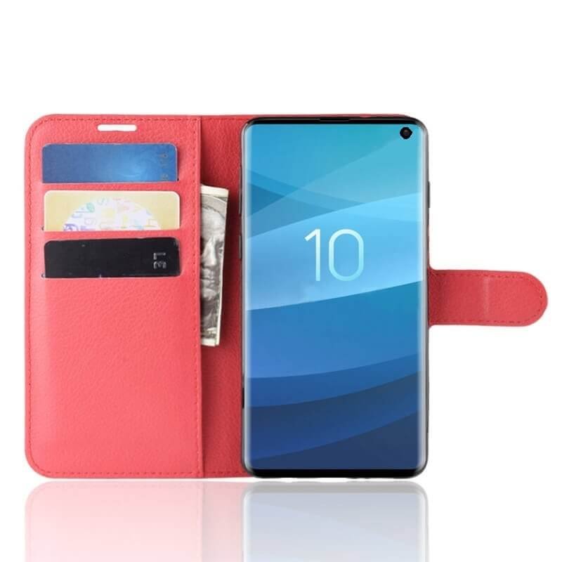 Funda Libro Samsung Galaxy S10 Soporte Roja.