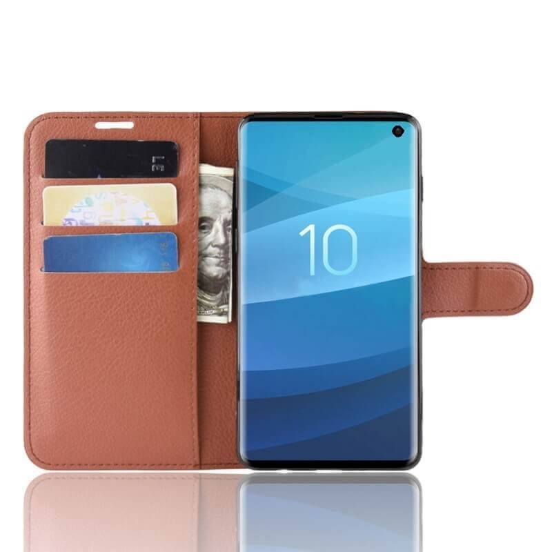 Funda Libro Samsung Galaxy S10 Soporte Marron.
