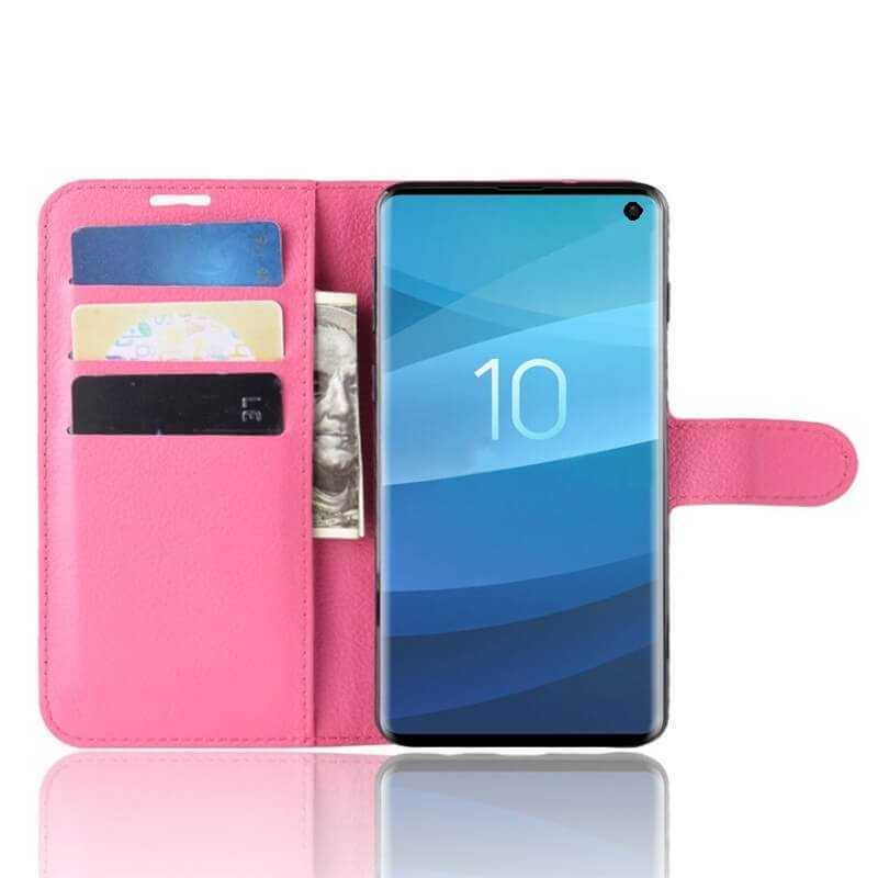 Funda Libro Samsung Galaxy S10 Soporte Fucsia.