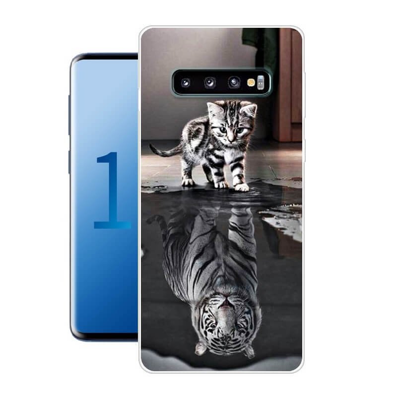 Funda Samsung Galaxy S10 Gel Dibujo Gato Espejo