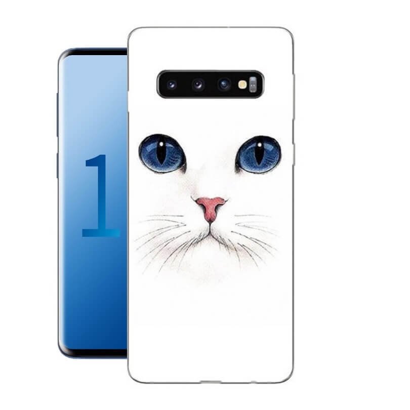 Funda Samsung Galaxy S10 Gel Dibujo Gato Blanco