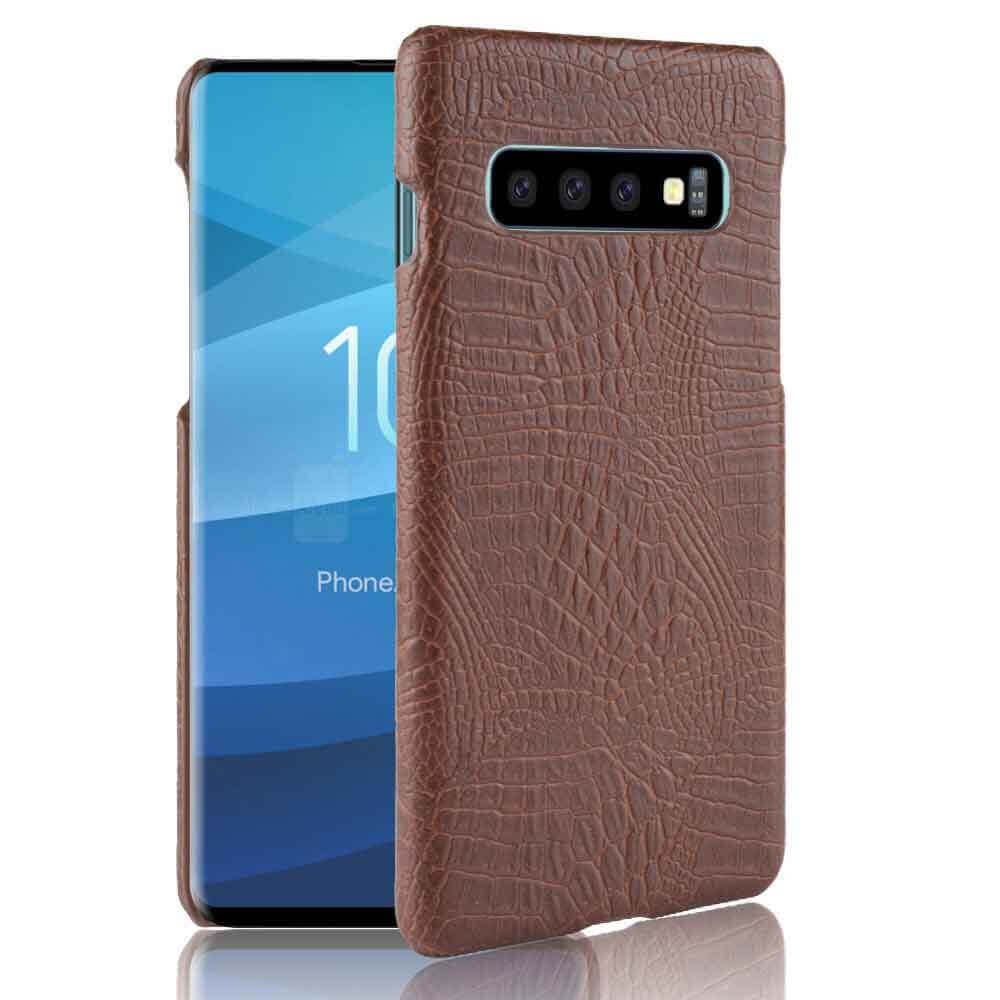 Funda carcasa cuero cocrodilo Marron Samsung Galaxy S10 Plus