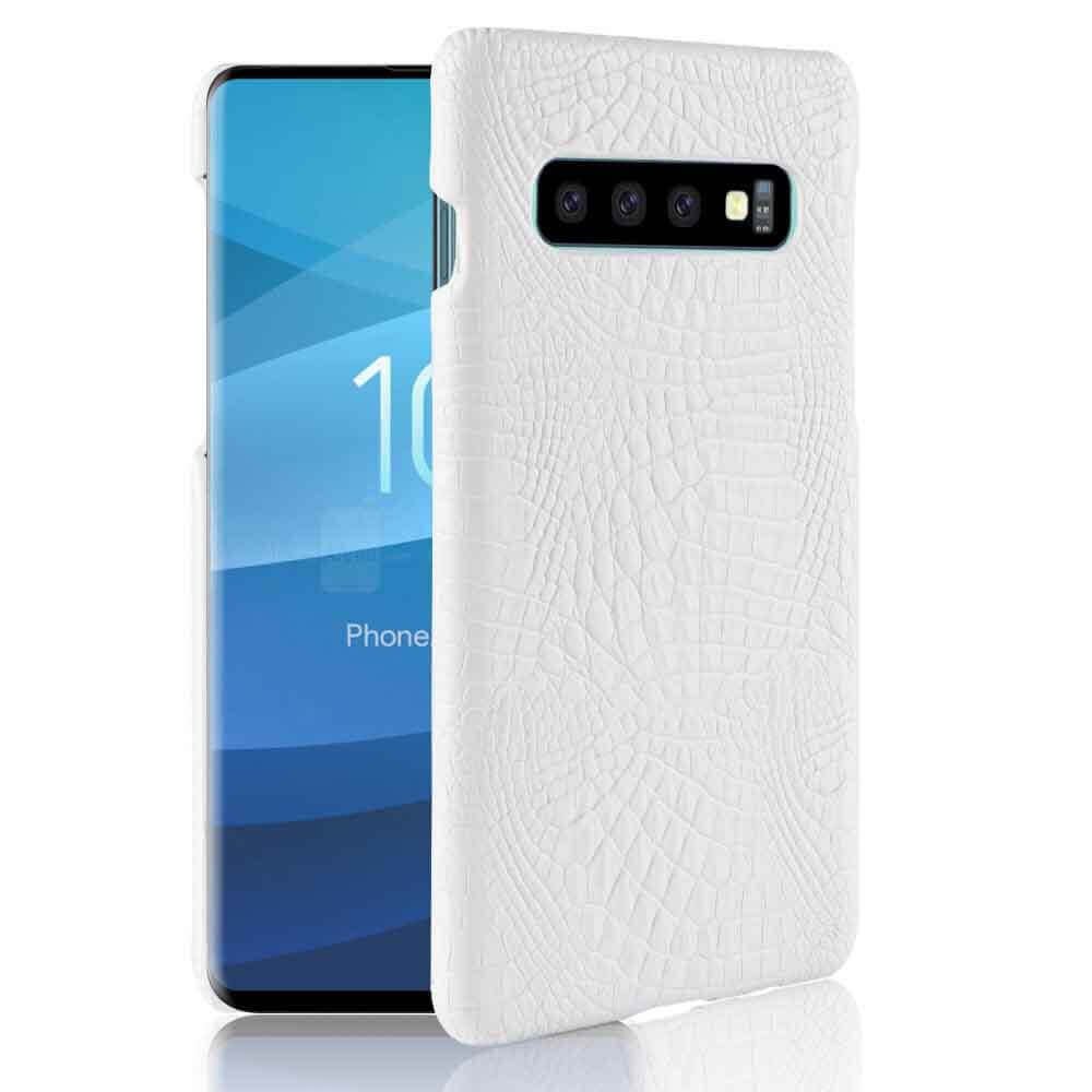 Funda carcasa cuero cocrodilo Blanca Samsung Galaxy S10 Plus