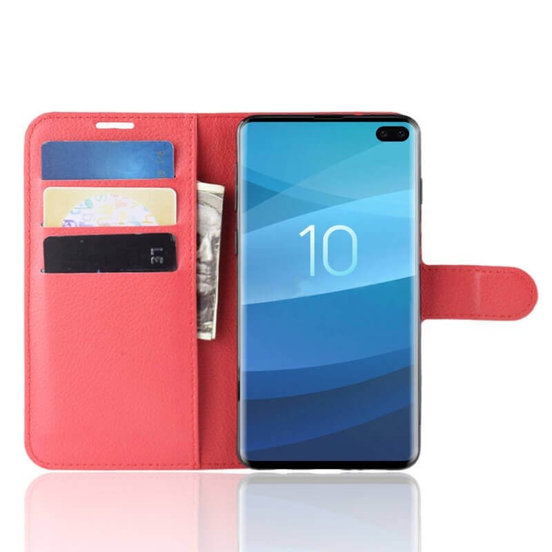 Funda Libro Samsung Galaxy S10 Plus Soporte Roja.