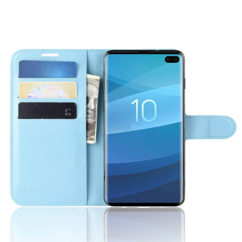 Funda Libro Samsung Galaxy S10 Plus Soporte Azul.
