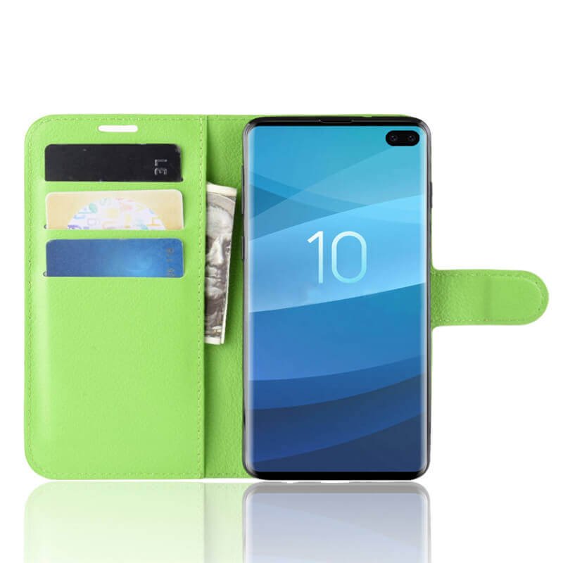 Funda Libro Samsung Galaxy S10 Plus Soporte Verde.