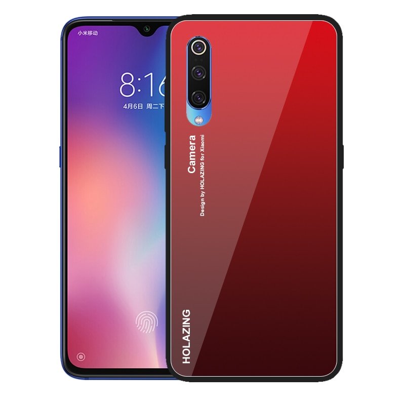 Funda Xiaomi MI 9 SE Tpu Trasera Cristal Rojo y Marron
