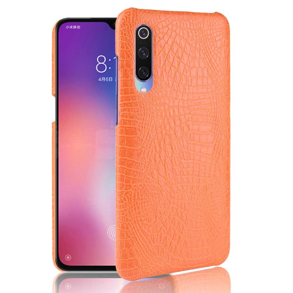 Carcasa Xiaomi MI 9 SE Cuero Estilo Croco Naranja