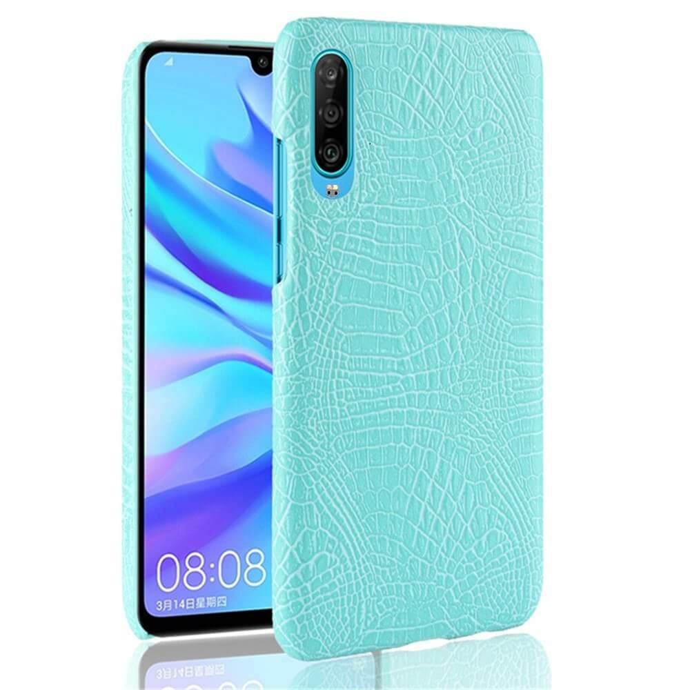 Carcasa Huawei P30 Cuero Estilo Croco Turquesa