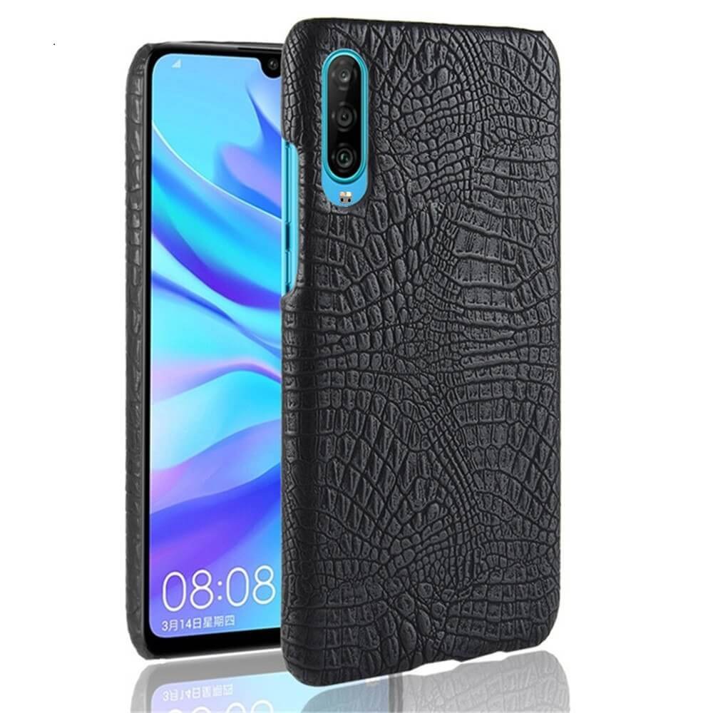 Carcasa Huawei P30 Cuero Estilo Croco Negra