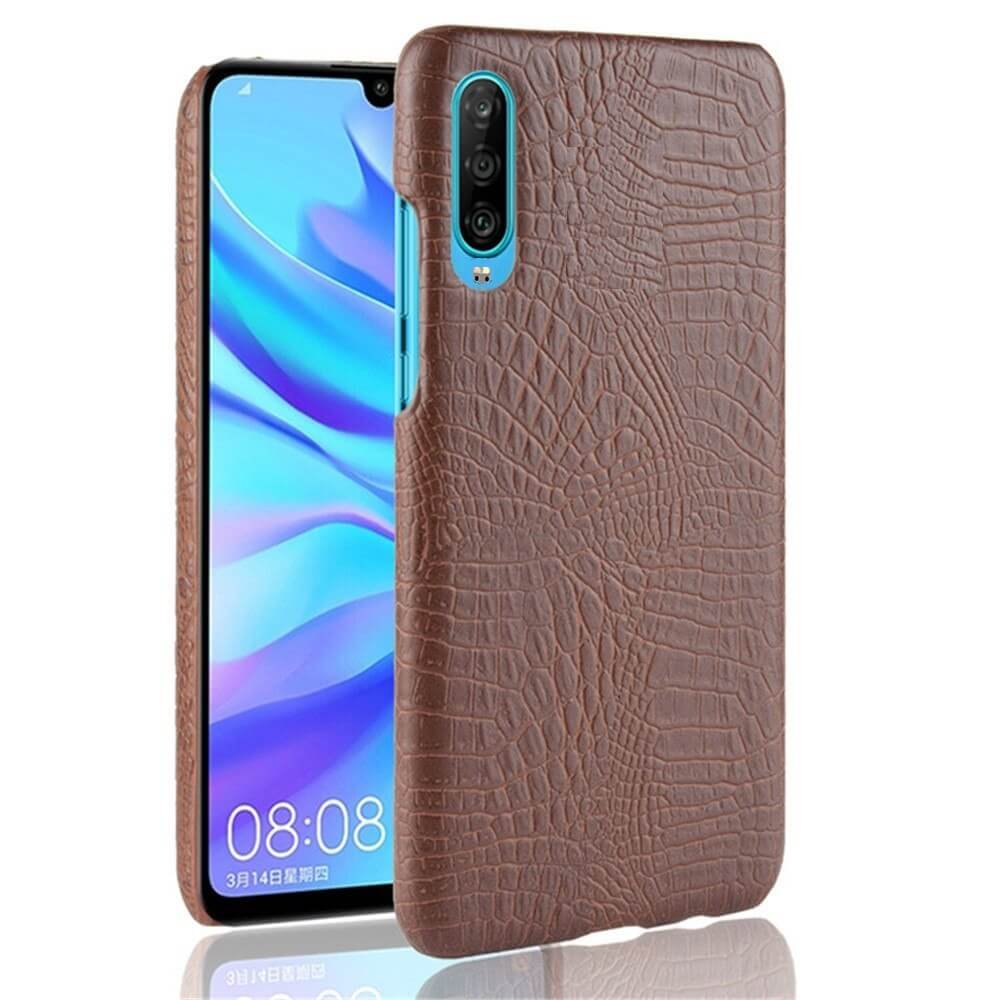Carcasa Huawei P30 Cuero Estilo Croco Marron