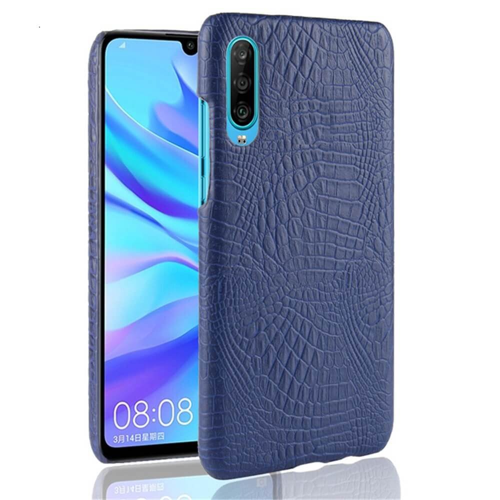 Carcasa Huawei P30 Cuero Estilo Croco Azul