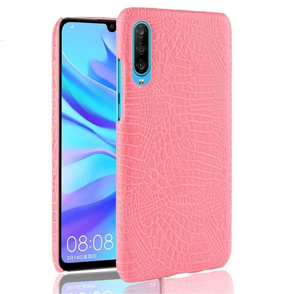 Carcasa Huawei P30 Cuero Estilo Croco Rosa