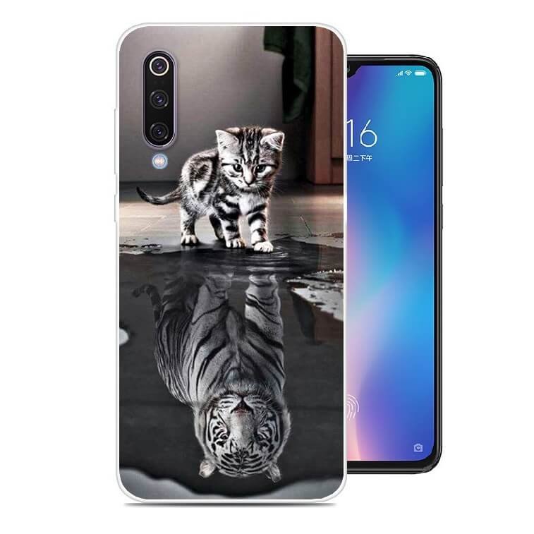 Funda Xiaomi MI 9 Gel Dibujo Gato Espejo