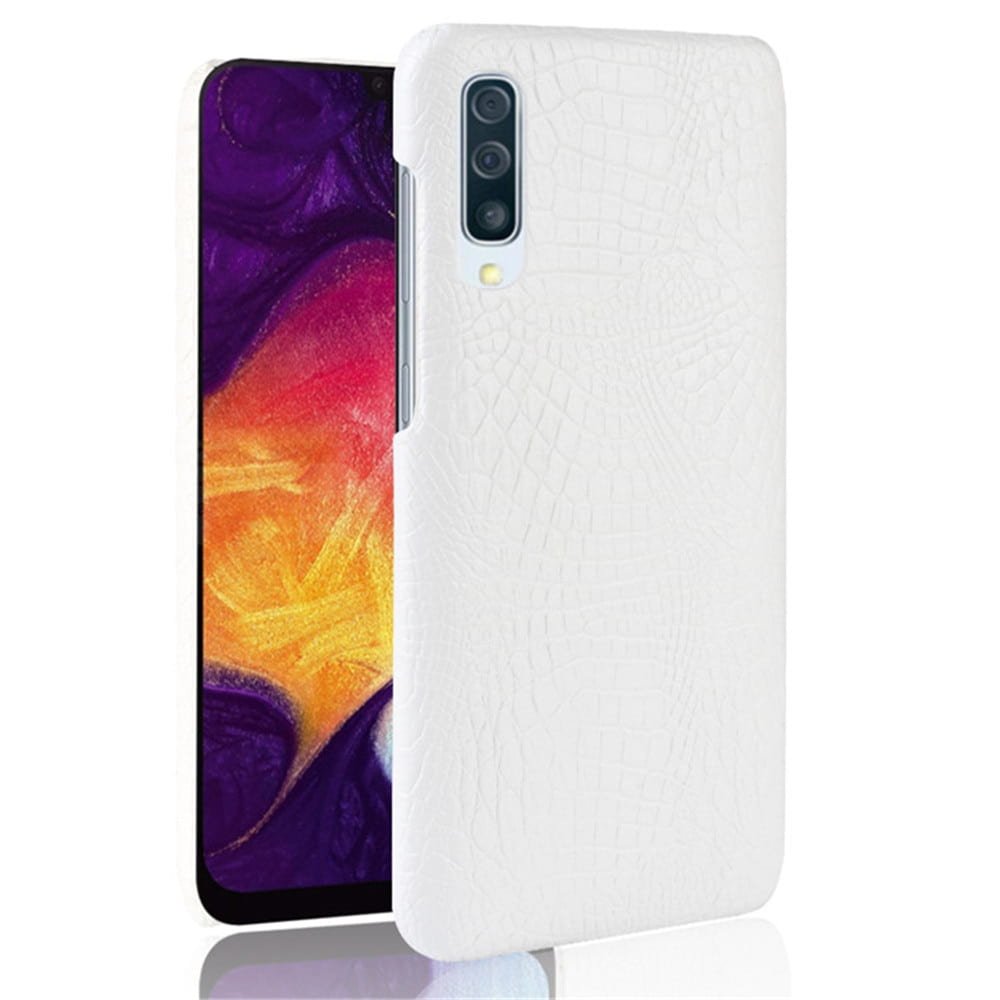 Carcasa Samsung Galaxy A50 Cuero Estilo Croco Blanco