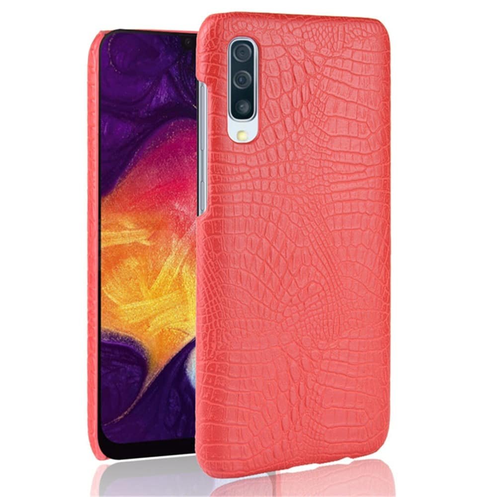 Carcasa Samsung Galaxy A50 Cuero Estilo Croco Roja
