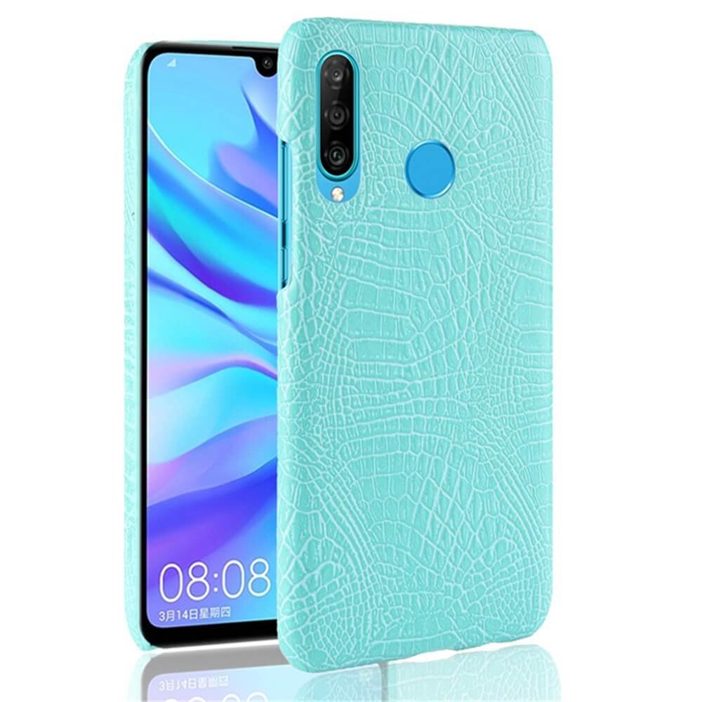 Carcasa Huawei P30 Lite Cuero Estilo Croco Turquesa