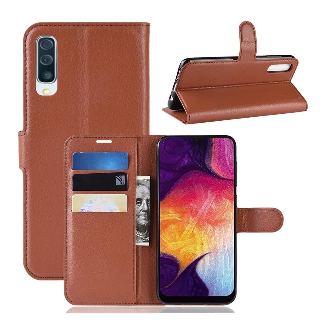 Funda Libro Samsung Galaxy A50 cuero Soporte Marron
