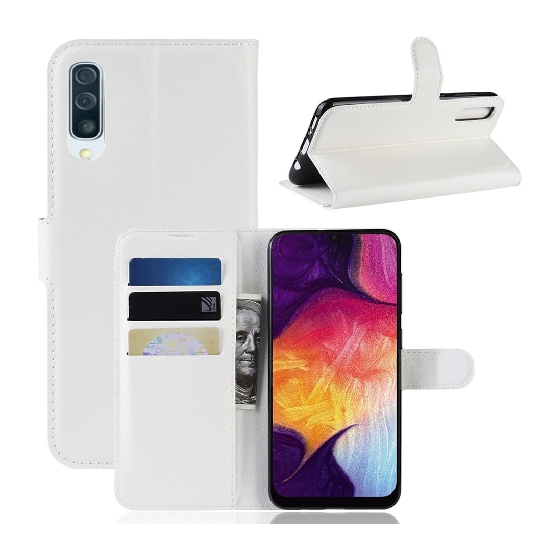 Funda Libro Samsung Galaxy A50 cuero Soporte Blanco