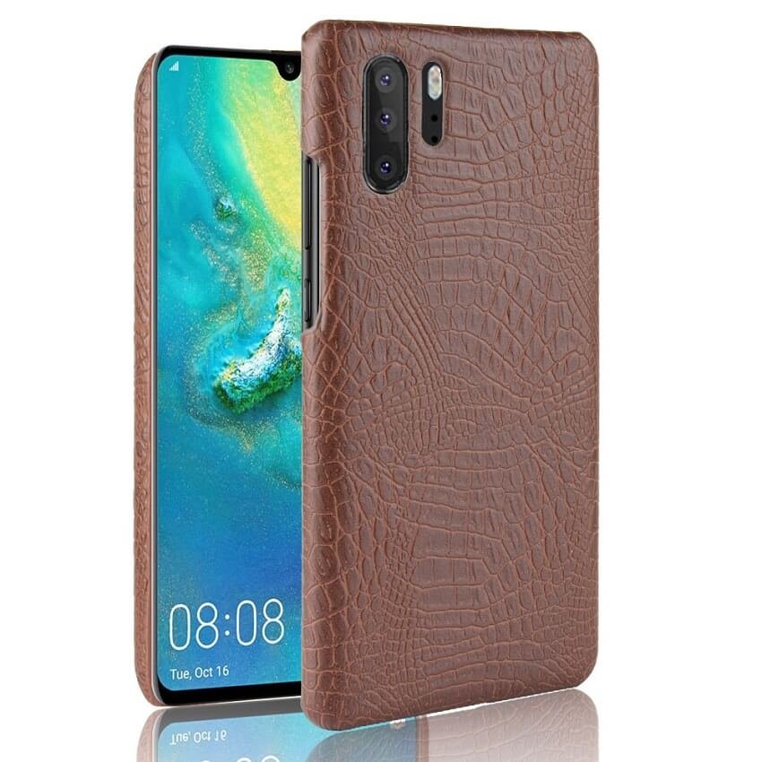Carcasa Huawei P30 Pro Cuero Estilo Croco Marron