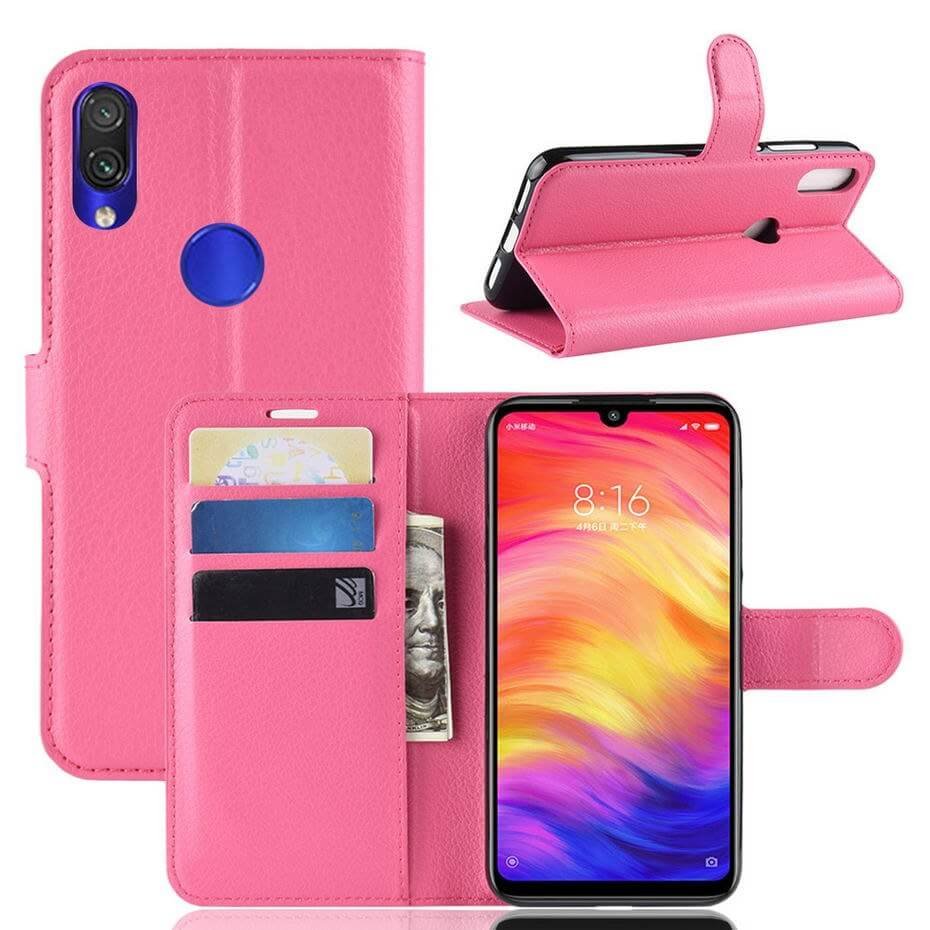 Funda Libro Xiaomi Redmi 7 cuero Soporte Fucsia