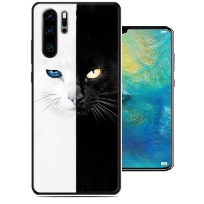 Funda Huawei P30 Pro Dibujo Gato Blanco y Negro