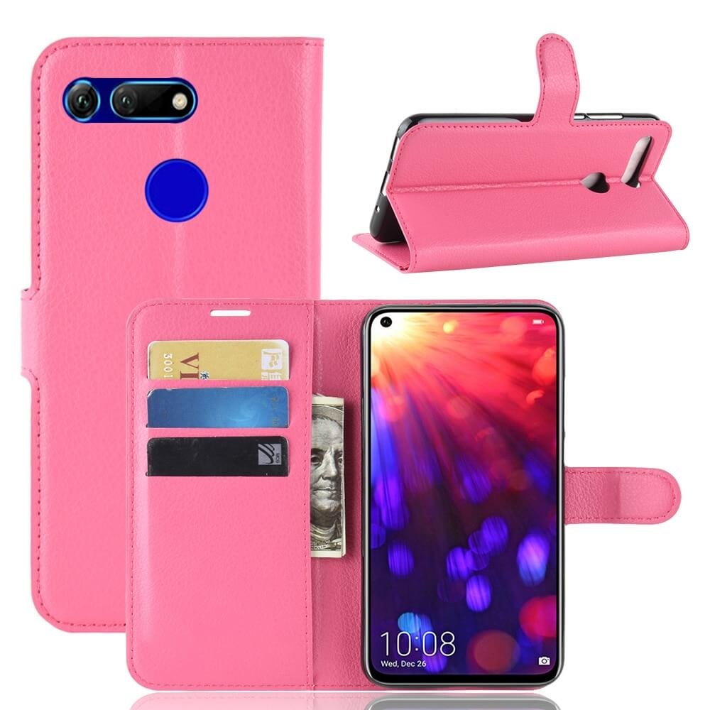 Funda Libro Honor View 20 cuero Soporte Fucsia