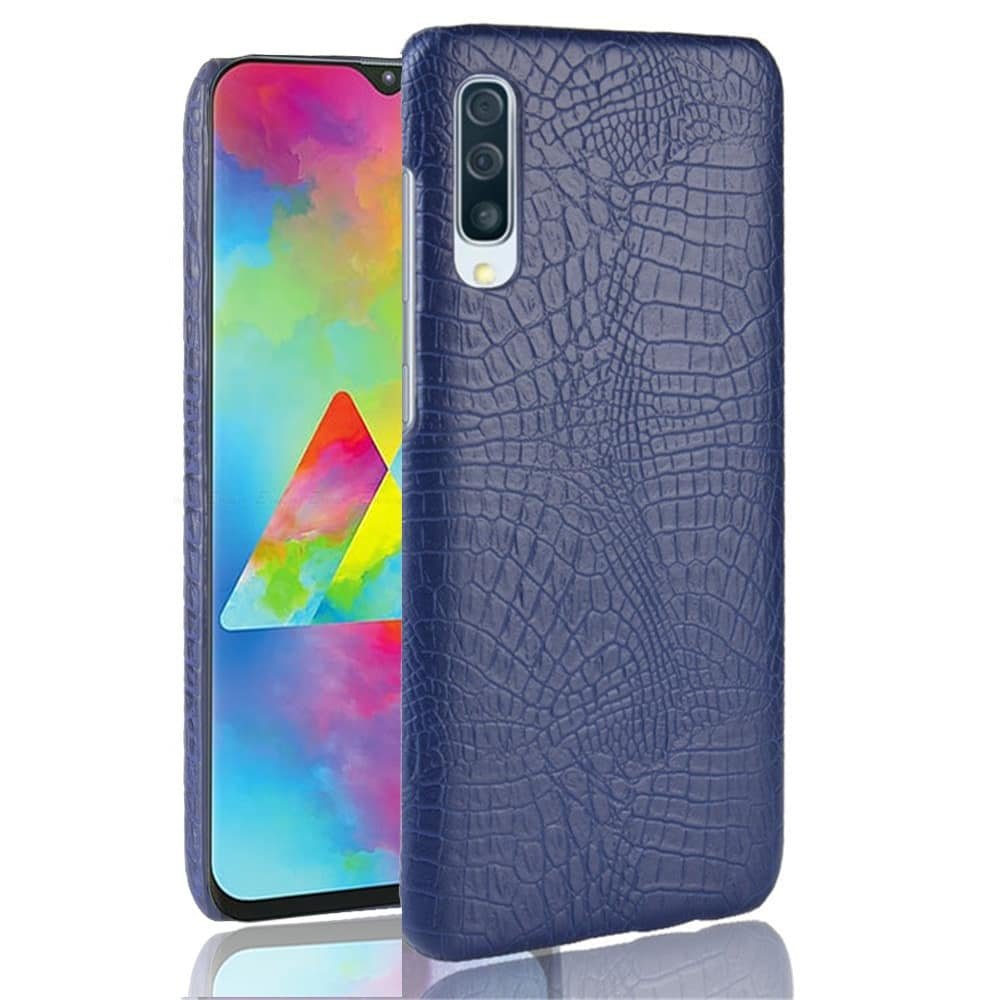 Carcasa Samsung Galaxy A70 Cuero Estilo Croco Azul