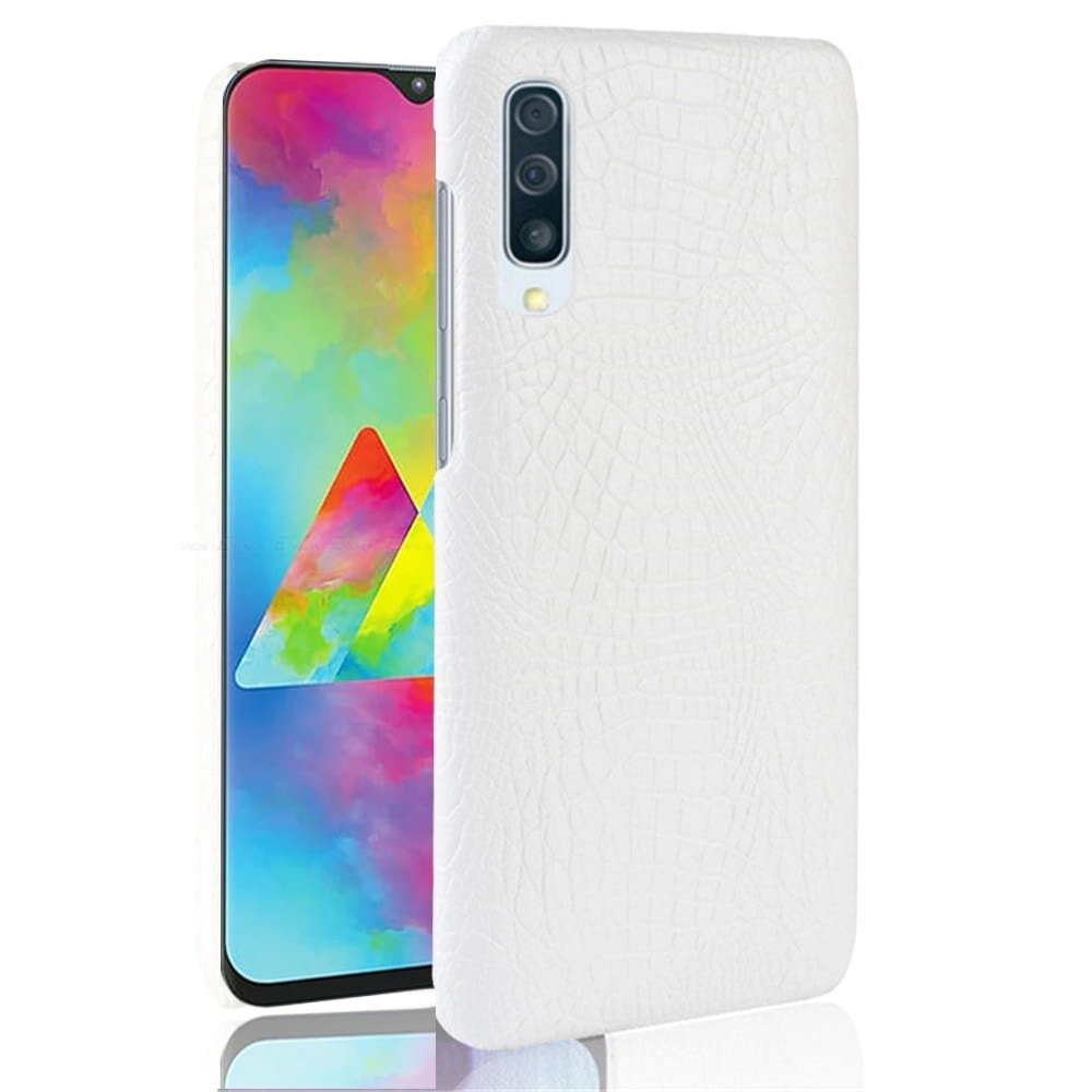 Carcasa Samsung Galaxy A70 Cuero Estilo Croco Blanco