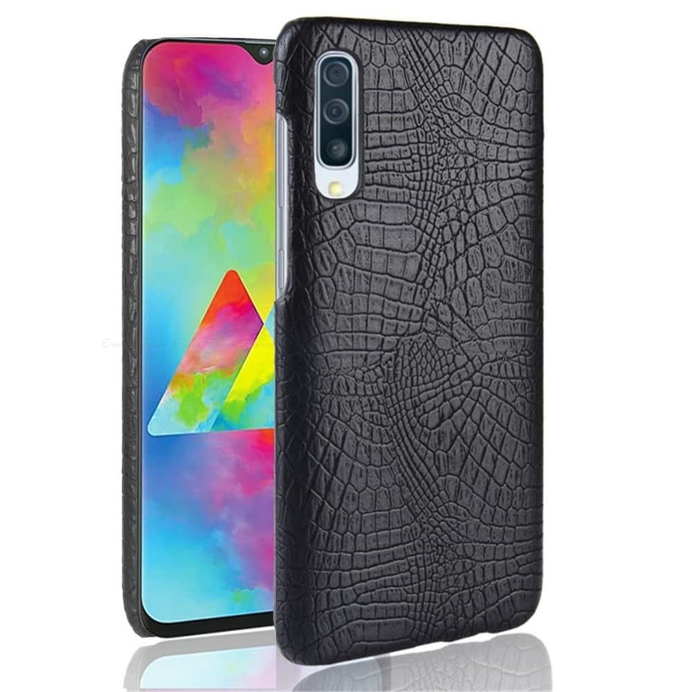 Carcasa Samsung Galaxy A70 Cuero Estilo Croco Negra