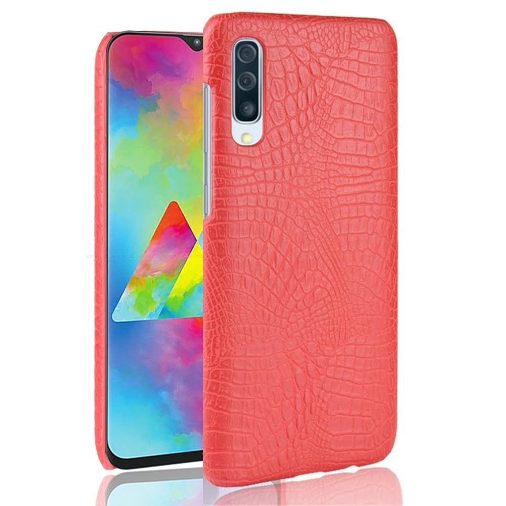 Carcasa Samsung Galaxy A70 Cuero Estilo Croco Roja