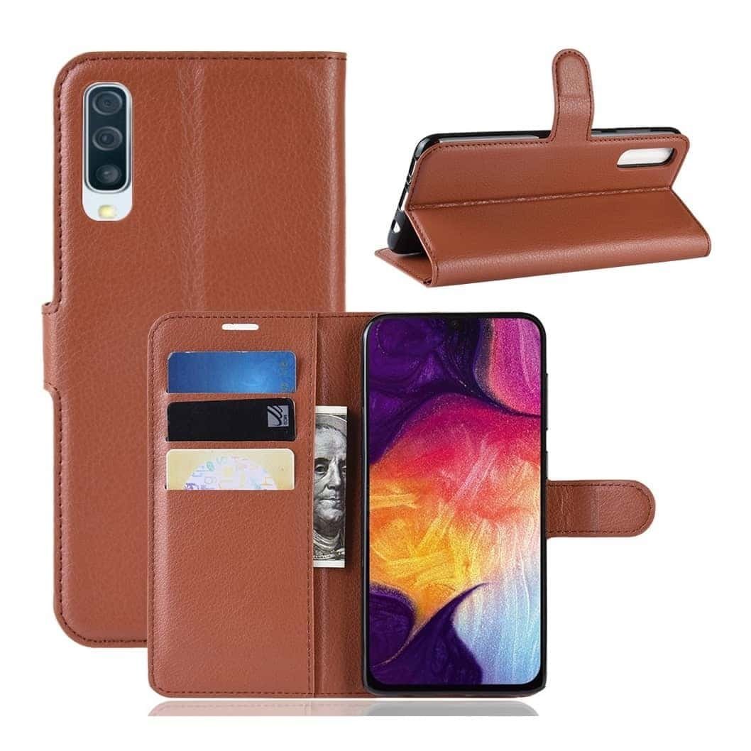 Funda Libro Samsung Galaxy A70 cuero Soporte Marron